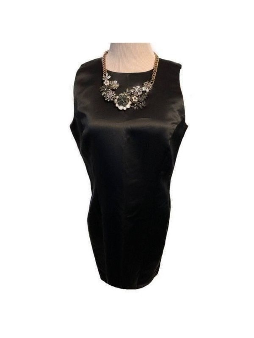 Emma James Black Satin Sheath Dress Sz 1